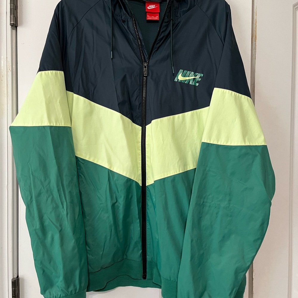 Nike Men's Navy and Lime Windbreaker